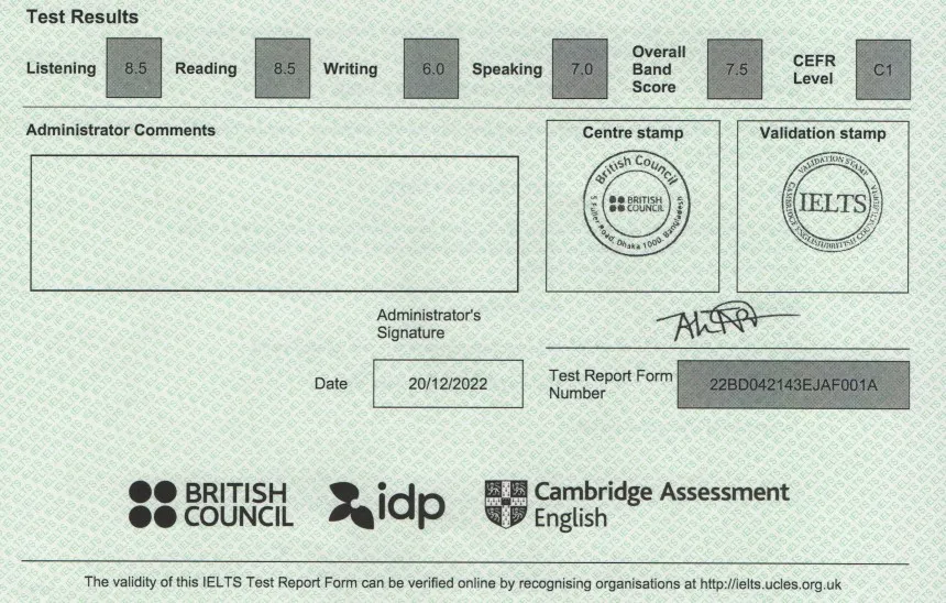 IELTS overall score