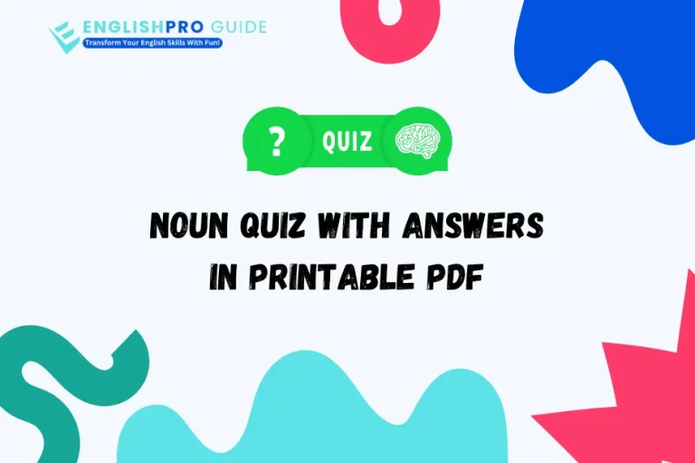 Noun quiz with answers in printable pdf