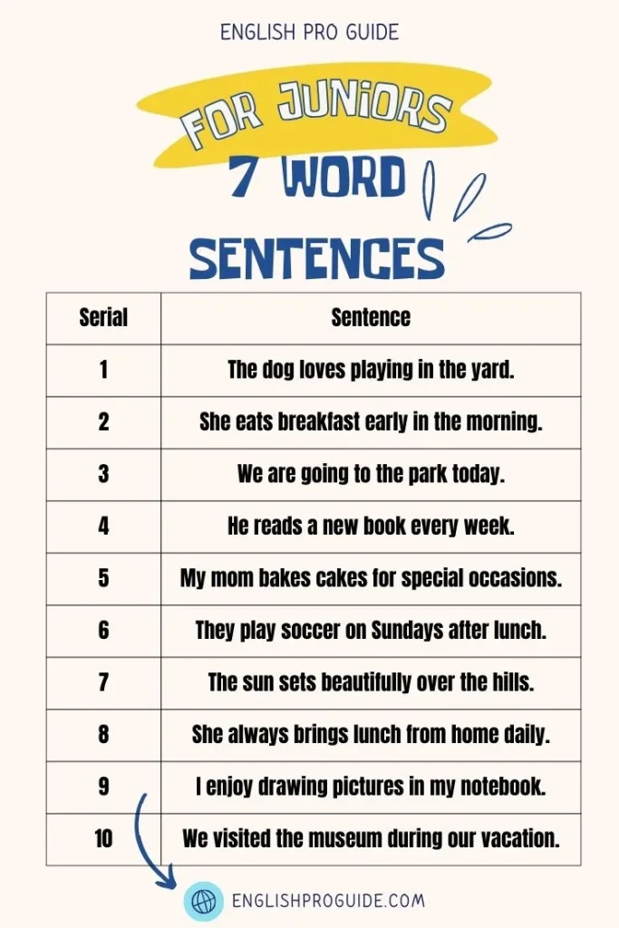 50 Sample Of 7 Word Sentences