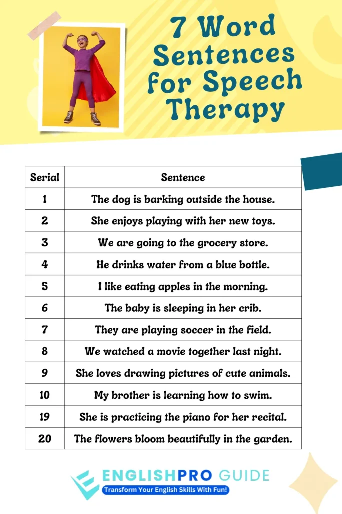 7-Word Sentences for Speech Therapy