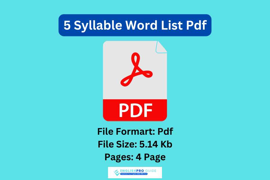 5 Syllable Word List Pdf