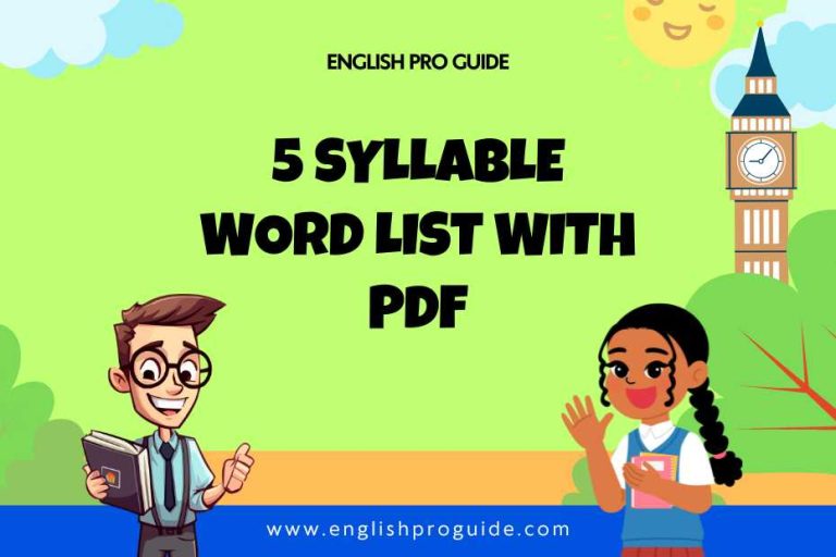 5 Syllable Word List With Pdf