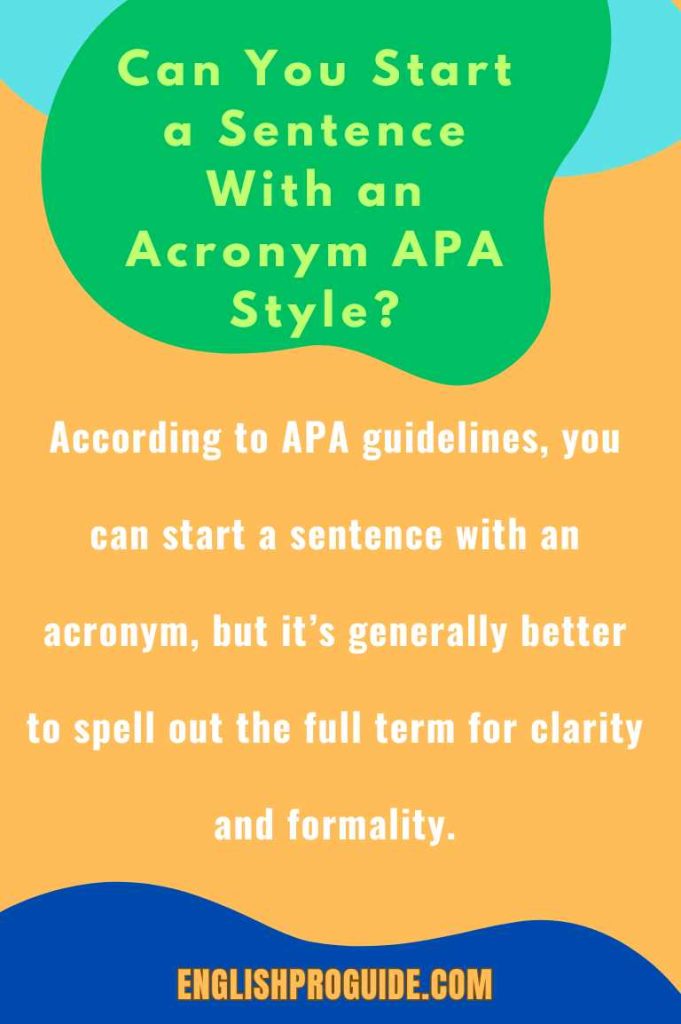 Can You Start a Sentence With an Acronym APA Style