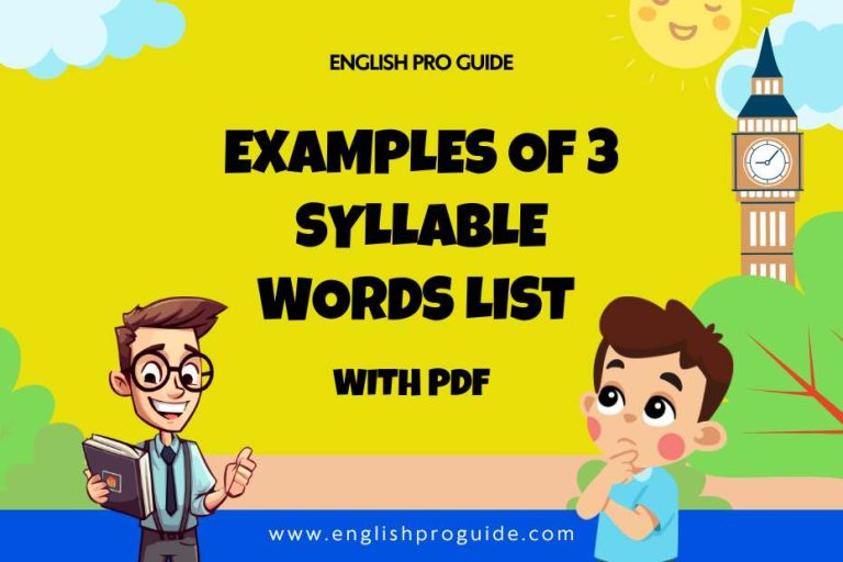 Examples Of 3 Syllable Words List