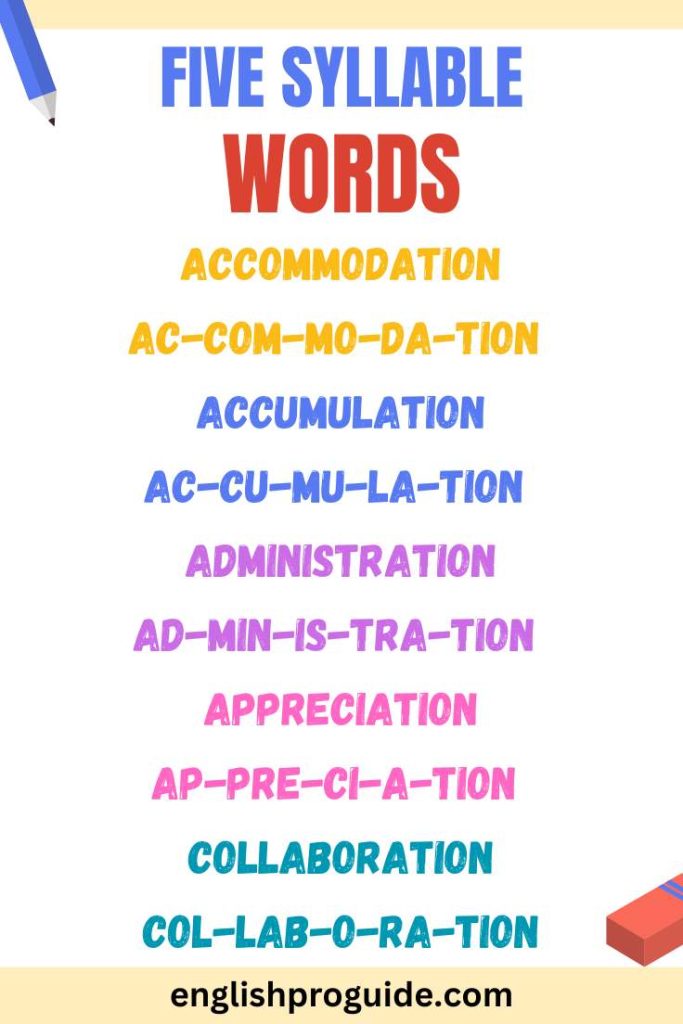 Five Syllable Word List