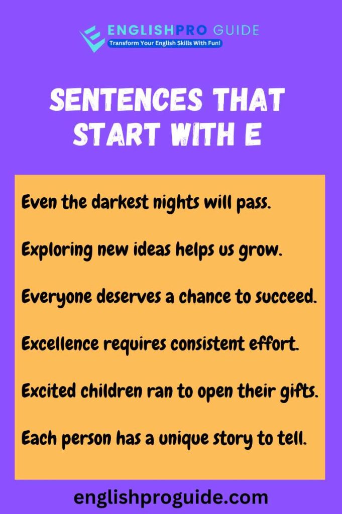 Sentences That Start With E