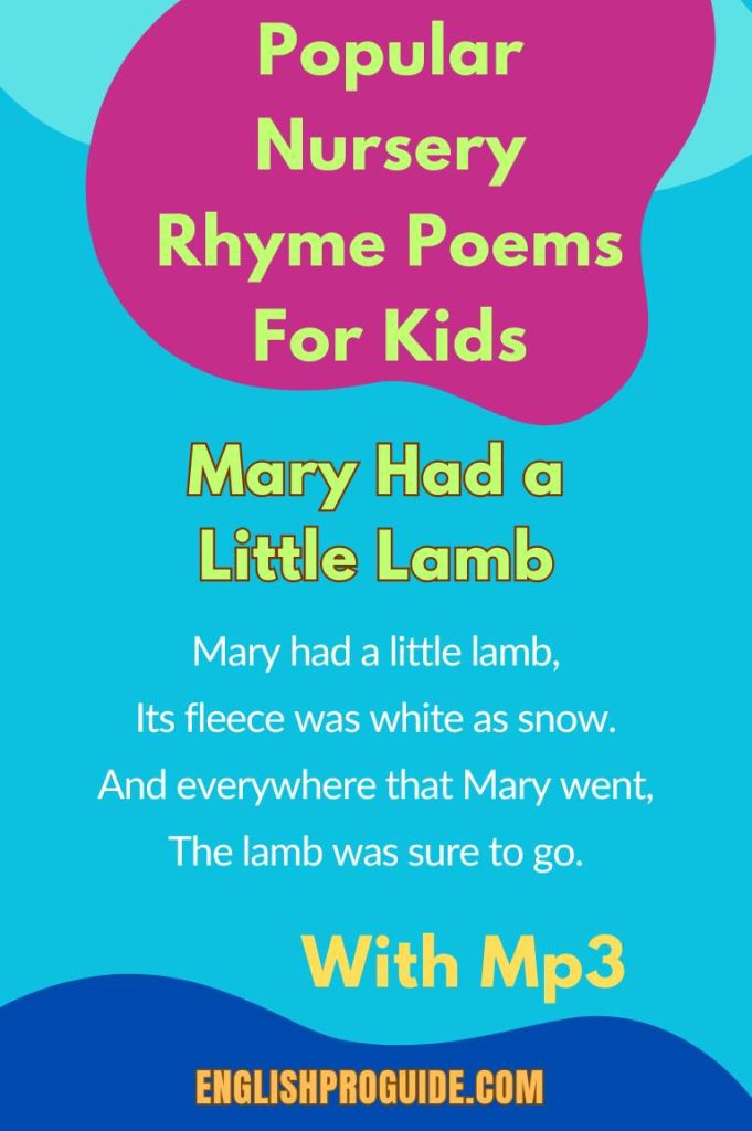 poems and rhymes for nursery