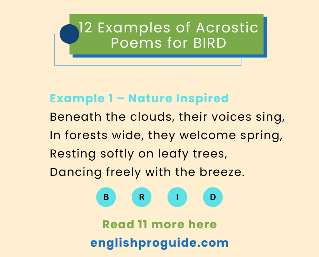 Examples of Acrostic Poems for BIRD