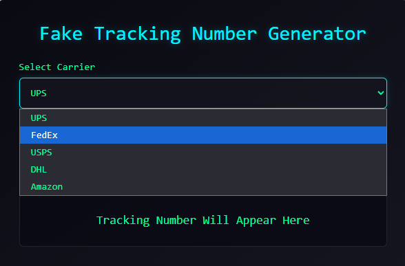 Fake Tracking Number Generator